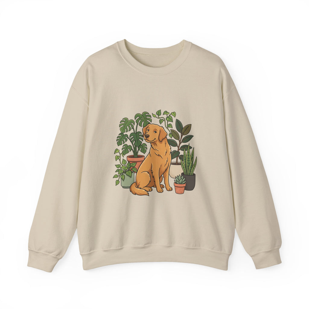 Golden Retriever & Houseplants Sweatshirt — Cozy Plant Mom Dog Lover Crewneck