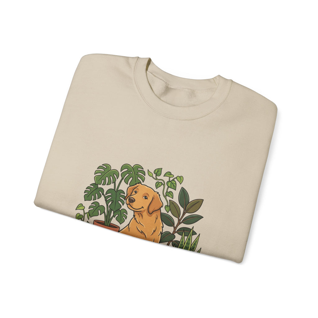 Golden Retriever & Houseplants Sweatshirt — Cozy Plant Mom Dog Lover Crewneck