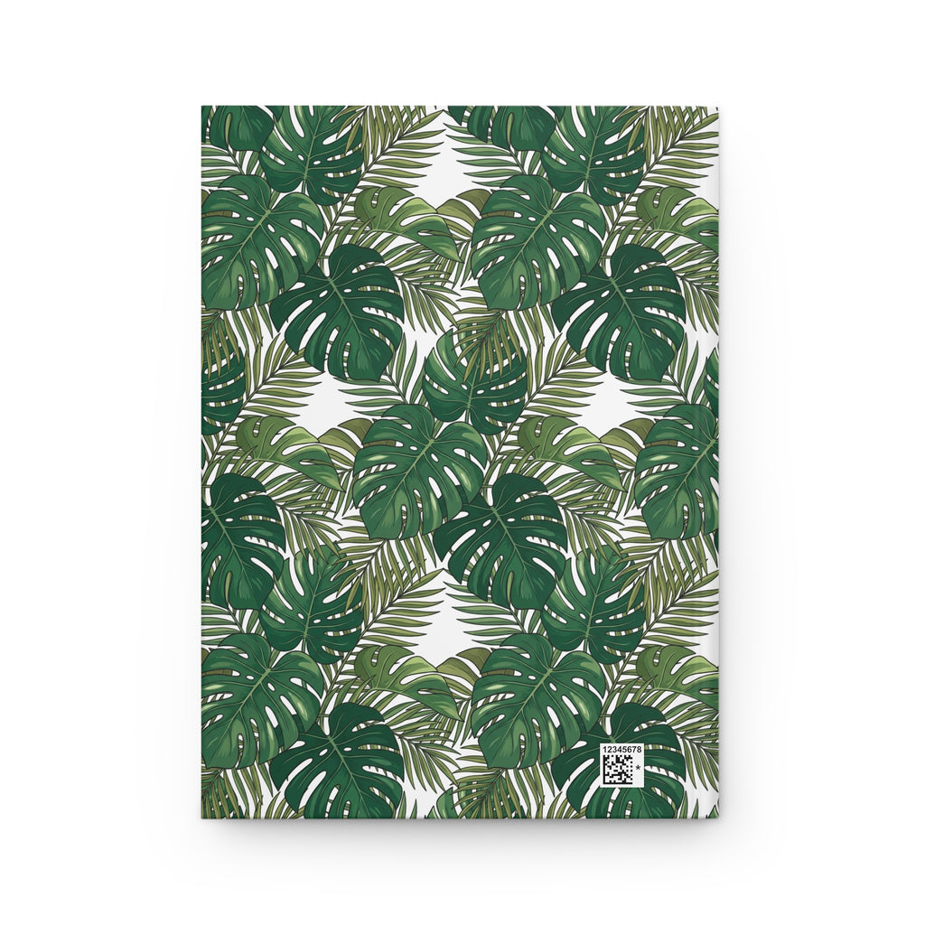 Tropical Palm Hardcover Journal — Green Monstera Leaf Notebook for Travel, Daily Notes & Journaling