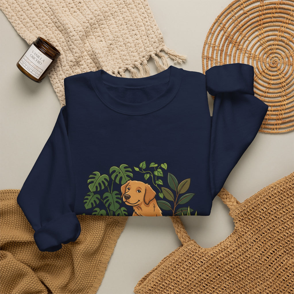 Golden Retriever & Houseplants Sweatshirt — Cozy Plant Mom Dog Lover Crewneck