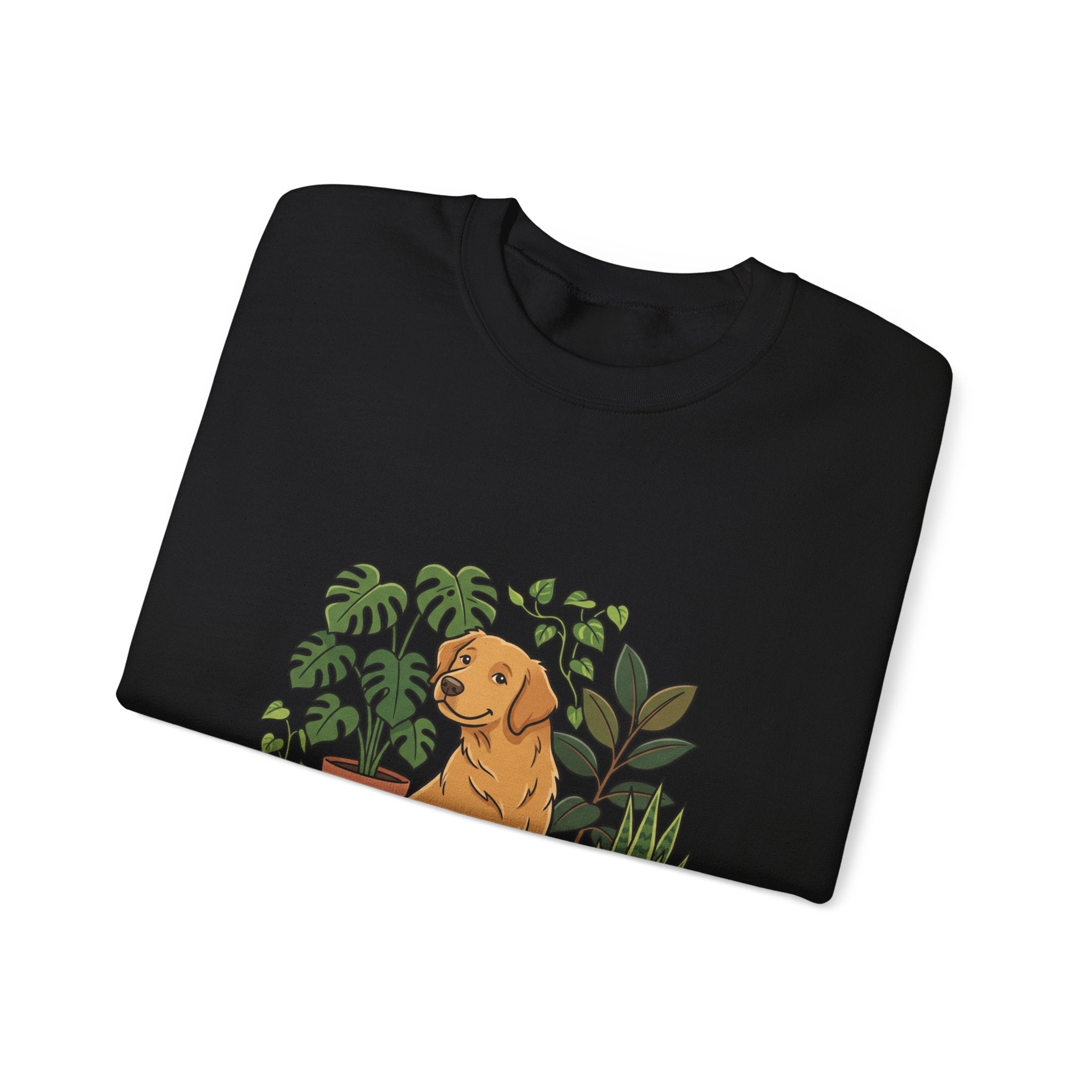 Golden Retriever & Houseplants Sweatshirt — Cozy Plant Mom Dog Lover Crewneck