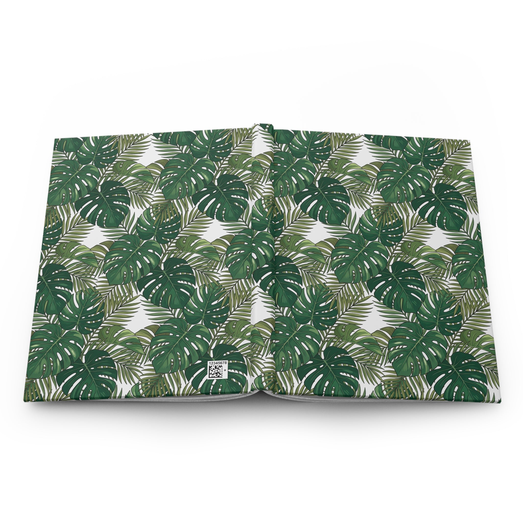 Tropical Palm Hardcover Journal — Green Monstera Leaf Notebook for Travel, Daily Notes & Journaling