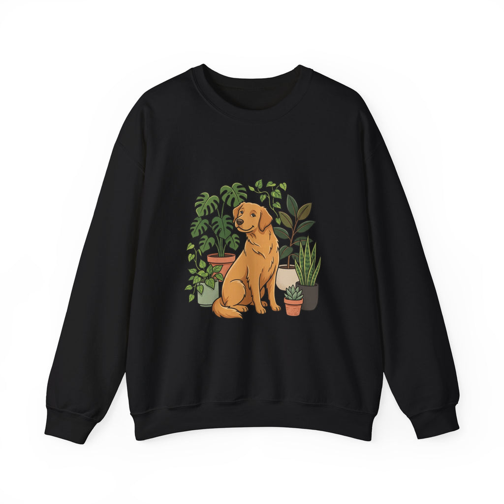 Golden Retriever & Houseplants Sweatshirt — Cozy Plant Mom Dog Lover Crewneck