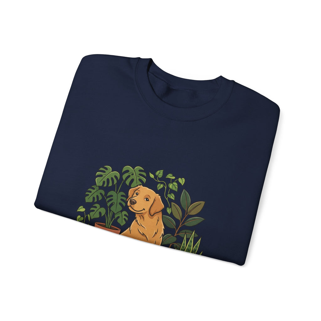 Golden Retriever & Houseplants Sweatshirt — Cozy Plant Mom Dog Lover Crewneck