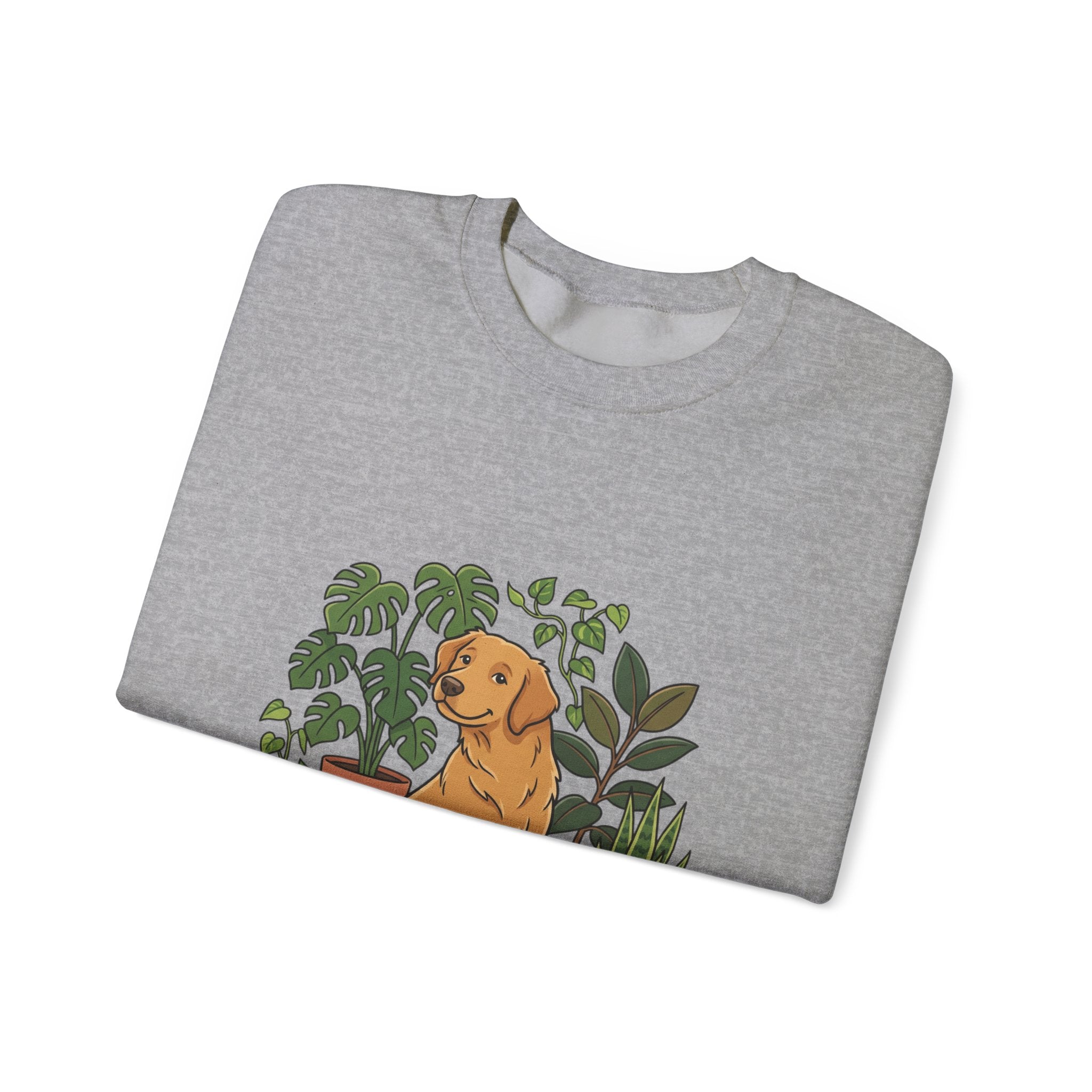 Golden Retriever & Houseplants Sweatshirt — Cozy Plant Mom Dog Lover Crewneck