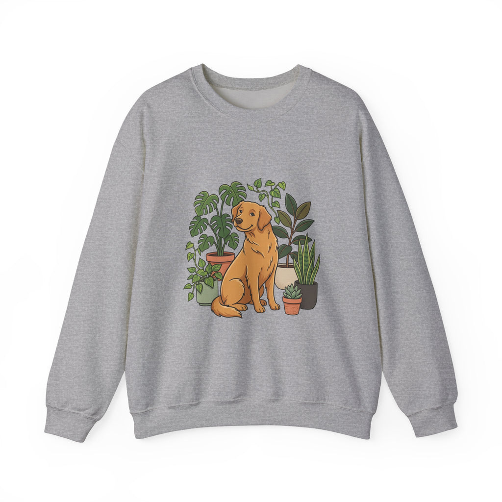 Golden Retriever & Houseplants Sweatshirt — Cozy Plant Mom Dog Lover Crewneck